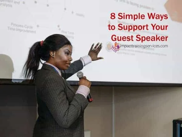 image of happy guest speaker supported by the host