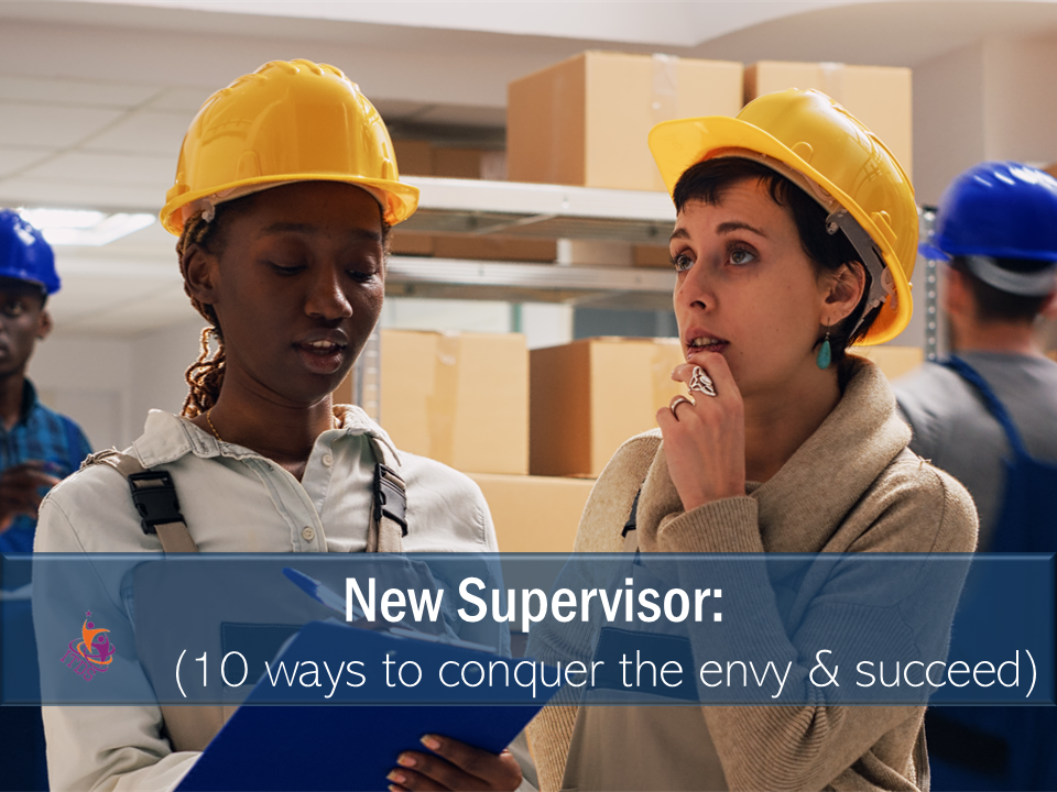 a female in her role of new supervisor giving instructions to a former colleague who is looking unconcerned