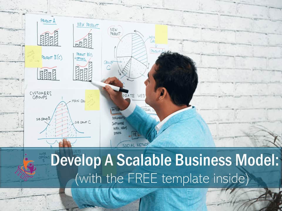 businessman using a wall to develop his scalable business model