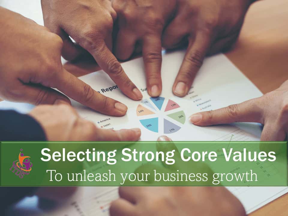 Small business team selecting strong core values