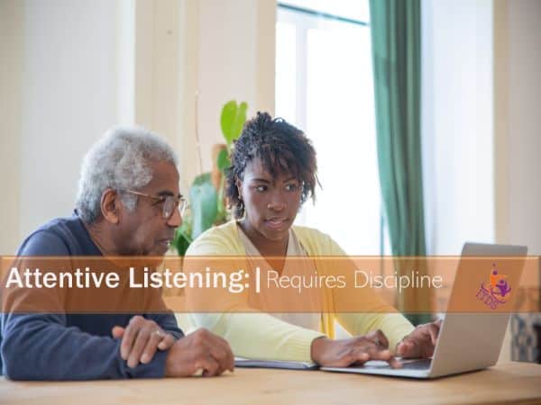 work colleagues exhibiting attentive listening