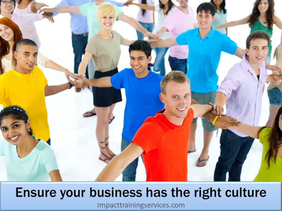 Group of smiling employees working in the right culture