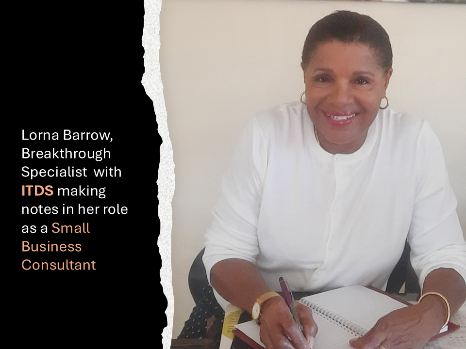 Lorna Barrow, Breakthrough Specialist with ITDS making notes in her role as a Small Business Consultant