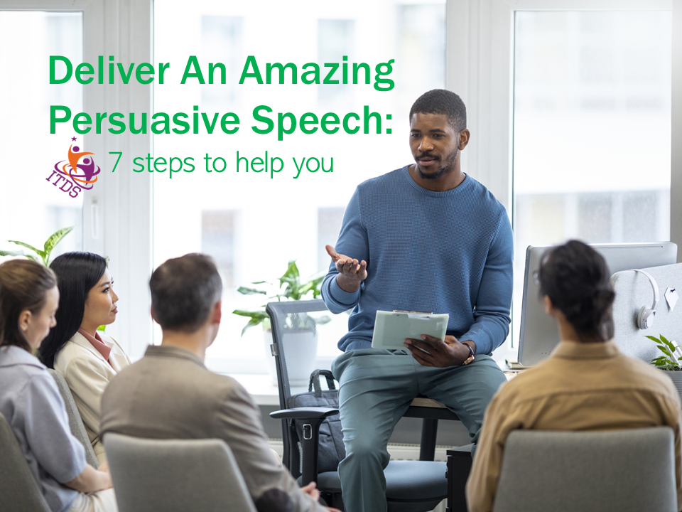 African-american man delivering a persuasive speech to his team