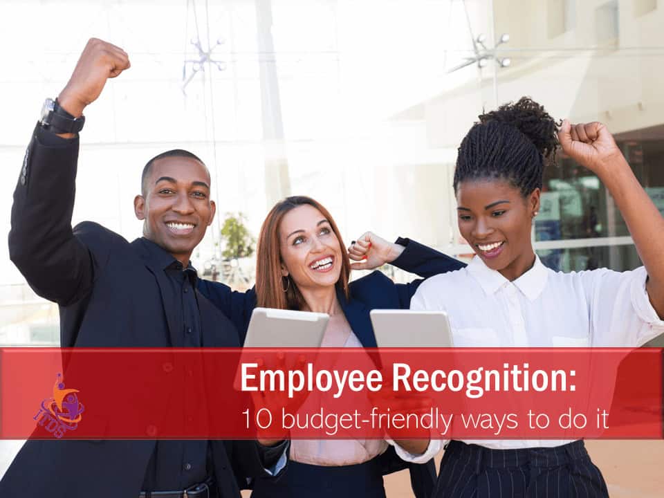 group of employees celebrating being the recipients of employee recognition