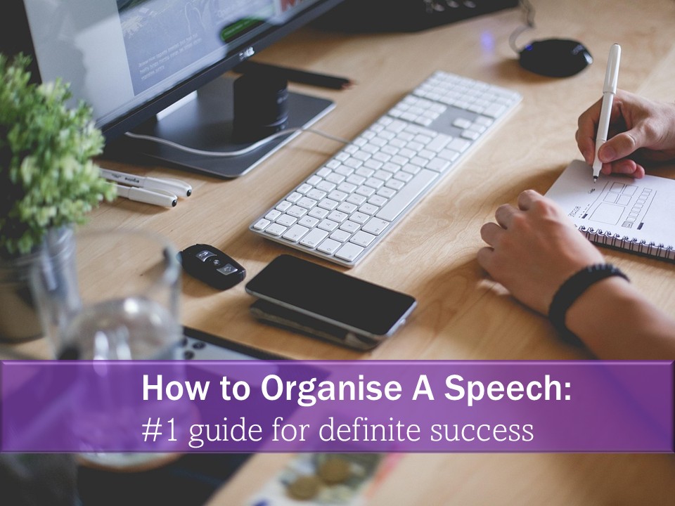 Image showing an off-camera adult using the steps to organise a speech