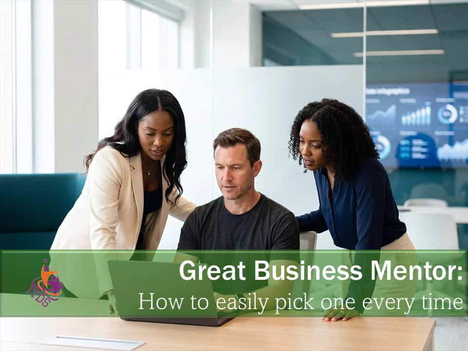 Three colleagues in the process of picking a business mentor