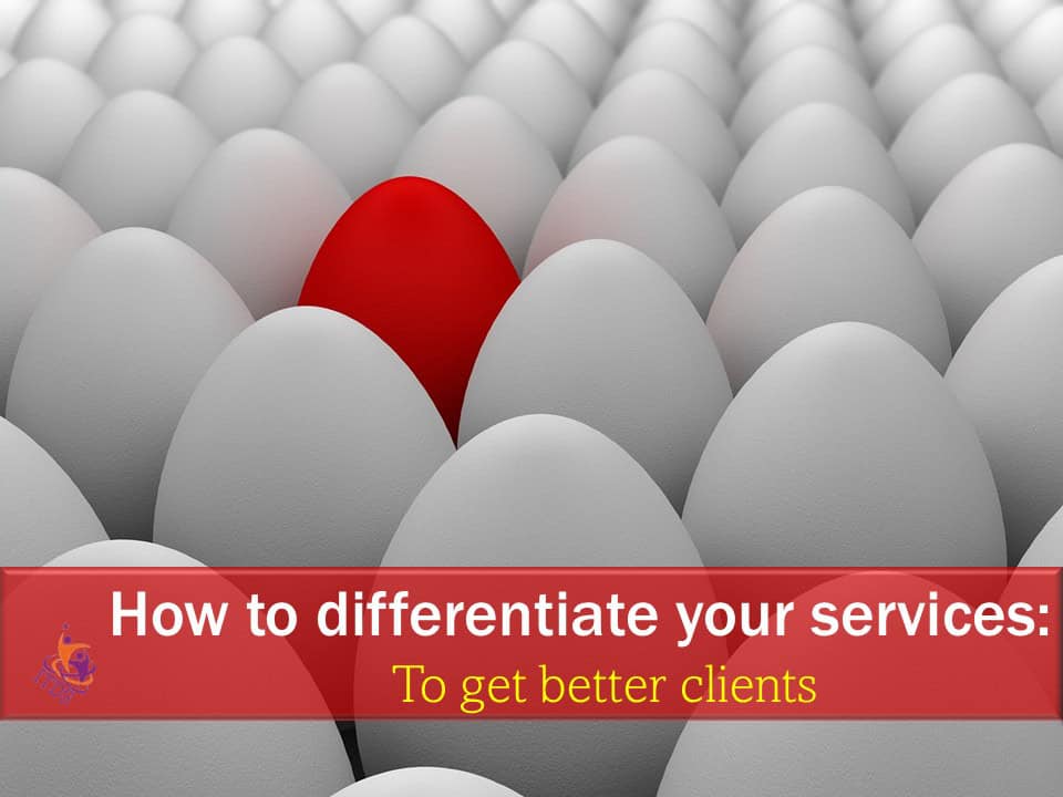 A number of white eggs with one red one in the middle showing how to differentiate your services